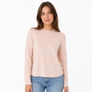 100% Cashmere Charter Club Pearl Trim Light Pink Crewneck Sweater Medium